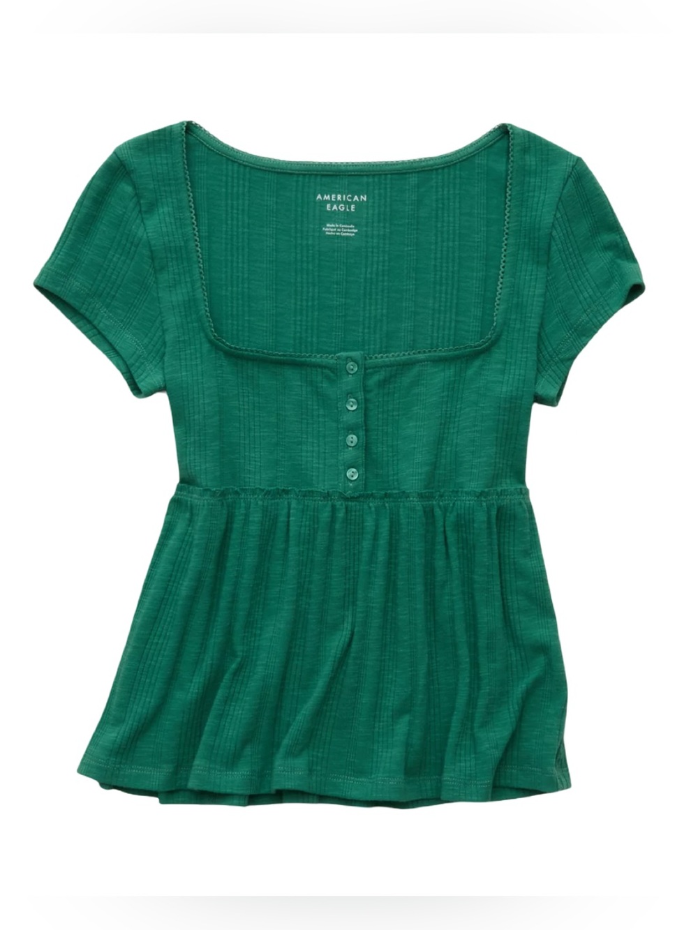American Eagle Ribbed Babydoll Henley T-Shirt NWT Size S